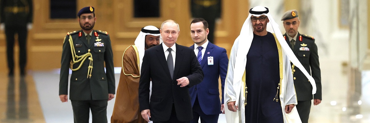 Vladimir Putin with President of the United Arab Emirates Sheikh Mohammed bin Zayed Al Nahyan